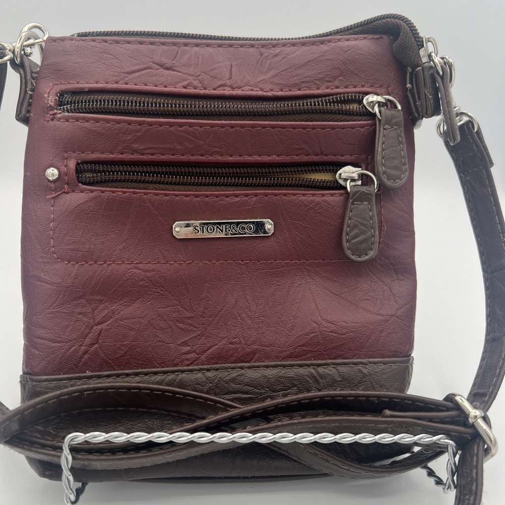 STONE & CO brown and‎ maroon Crossbody Purse Handbag